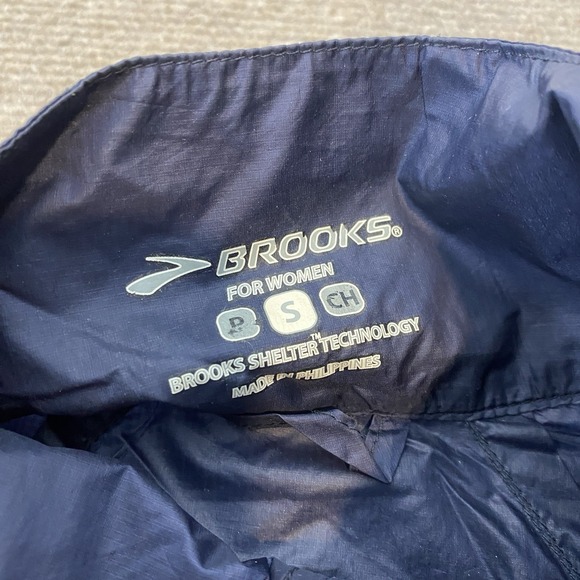 Brooks Running Jacket Women's Small Blue Shelter Technology Nylon Poly Packable - Picture 5 of 11